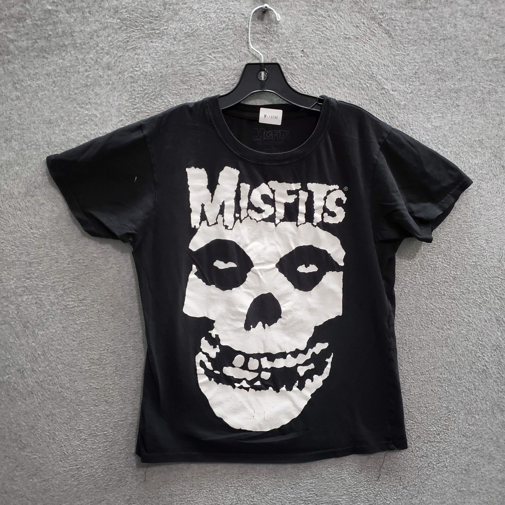 Misfits Men T-Shirt Medium Black Logo Music Metal Rock Band Tee READ